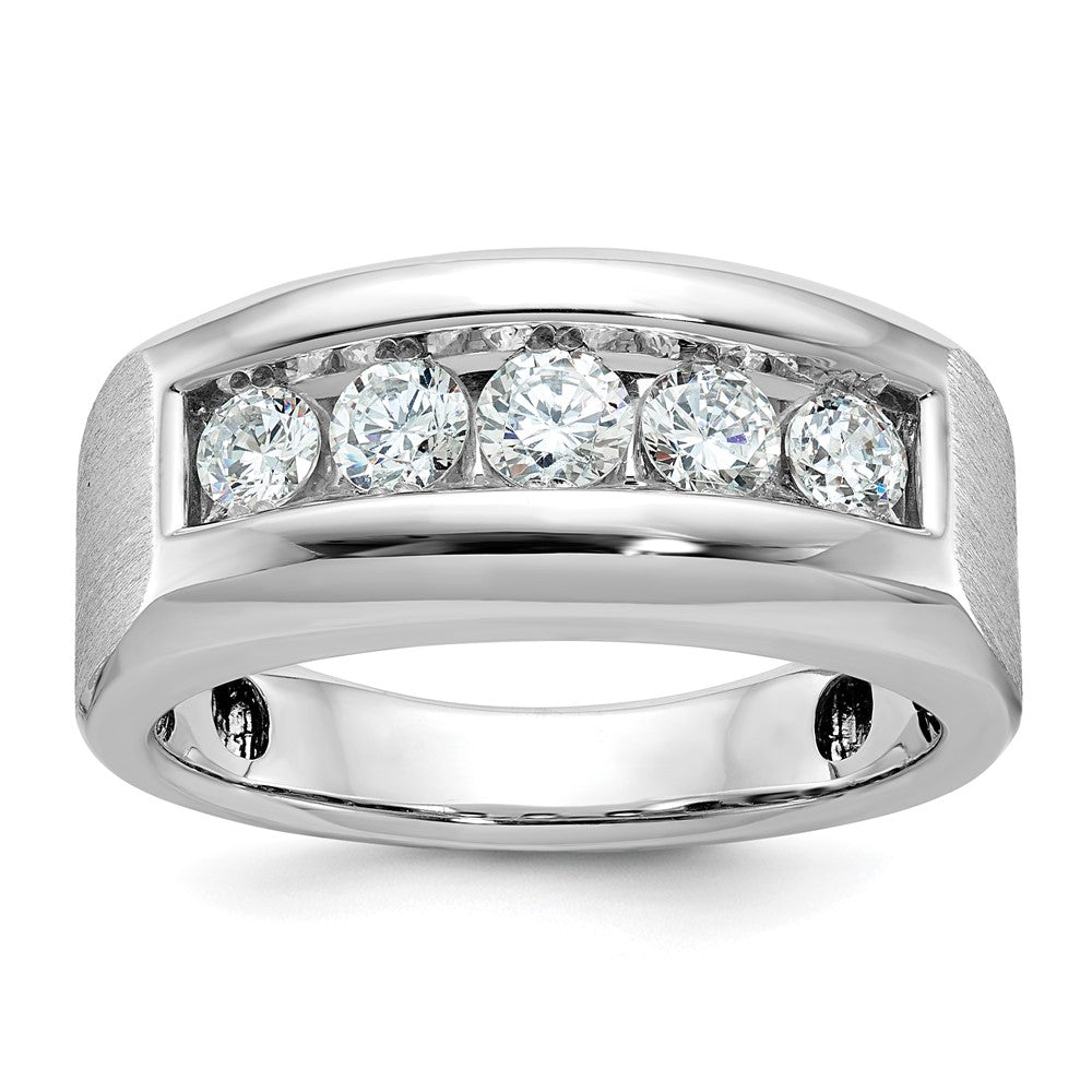 14k White Gold 1 ct Lab Grown Diamond VS/SI+ G+ 5 Stone Comp Men's Ring