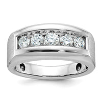 14k White Gold 1 ct Lab Grown Diamond VS/SI+ G+ 5 Stone Comp Men's Ring