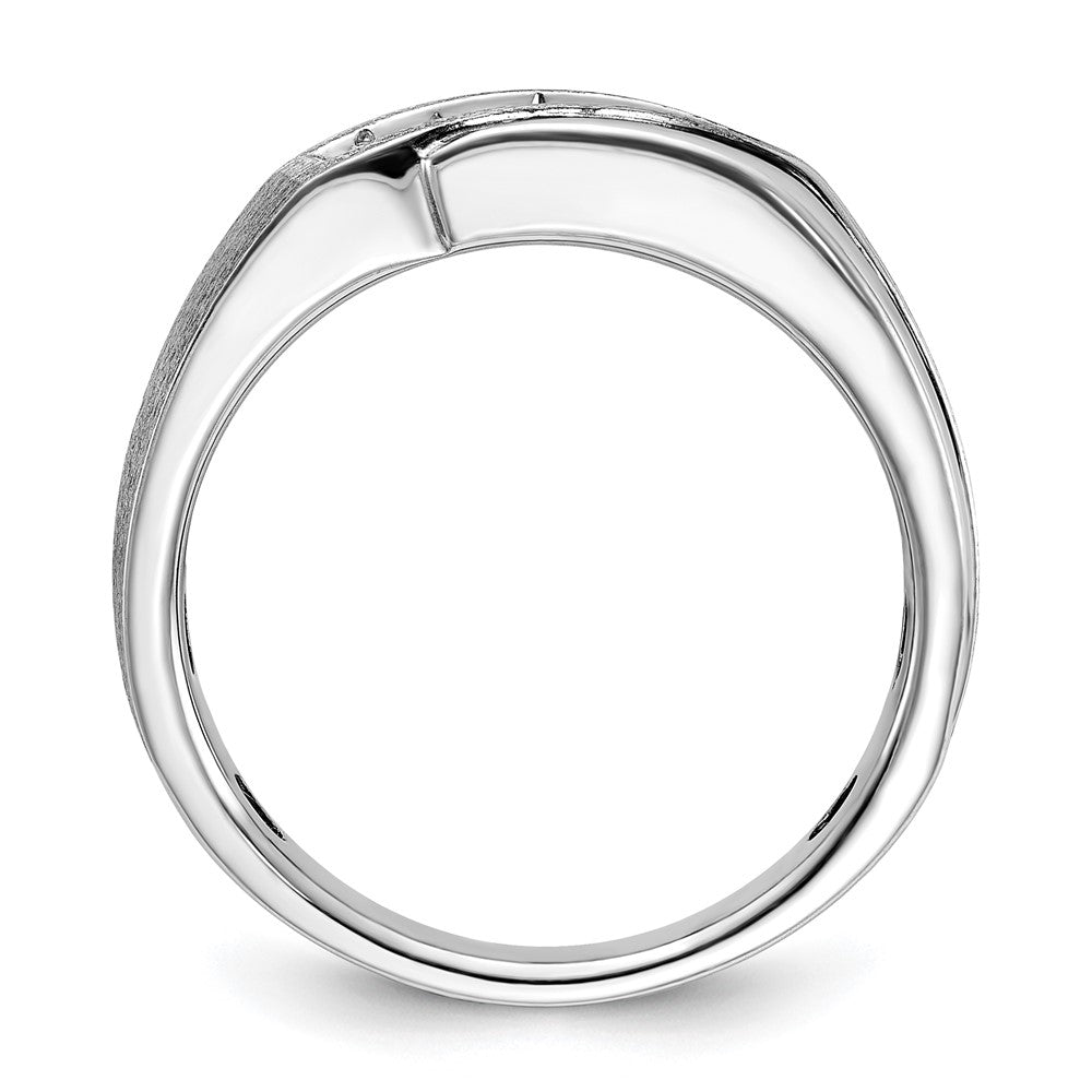 IBGoodman 14k White Gold Polished Satin/Grooved Men's Ring Mounting