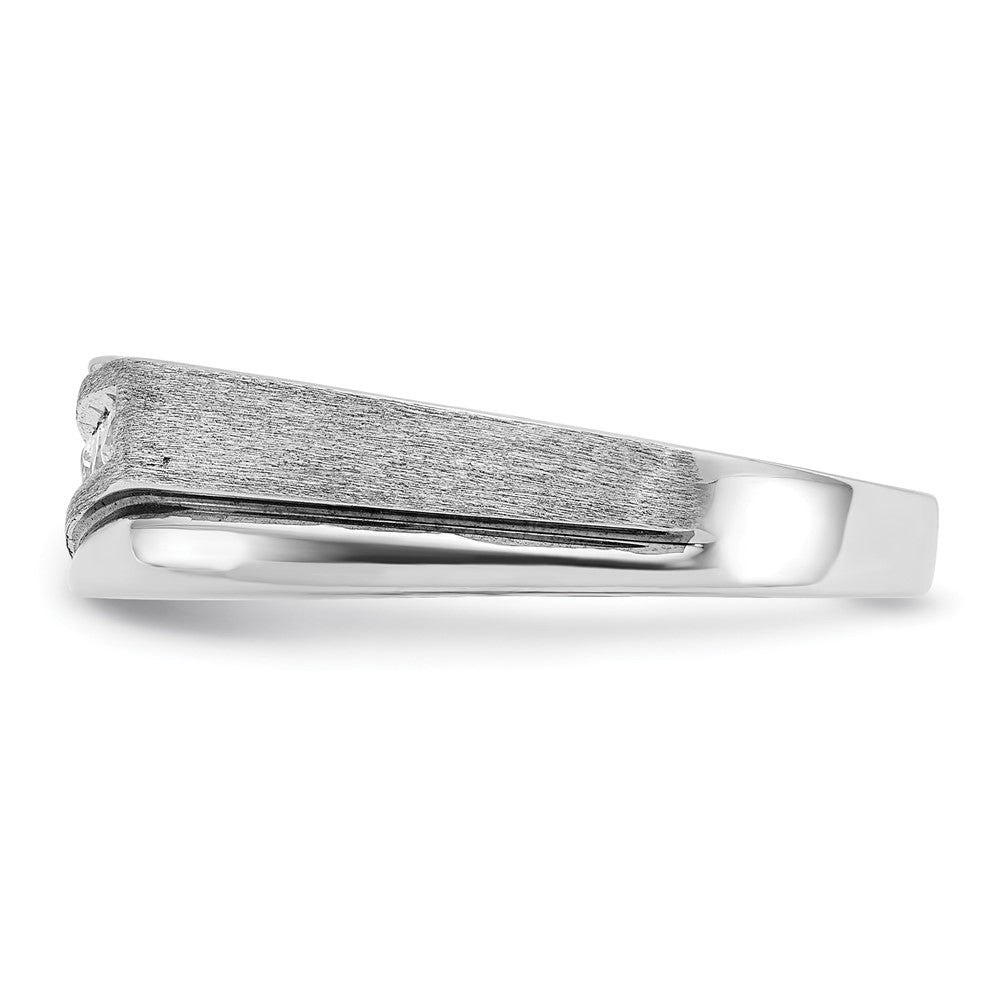 IBGoodman 14k White Gold Polished Satin/Grooved Men's Ring Mounting