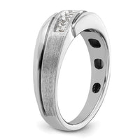 IBGoodman 14k White Gold Polished Satin/Grooved Men's Ring Mounting