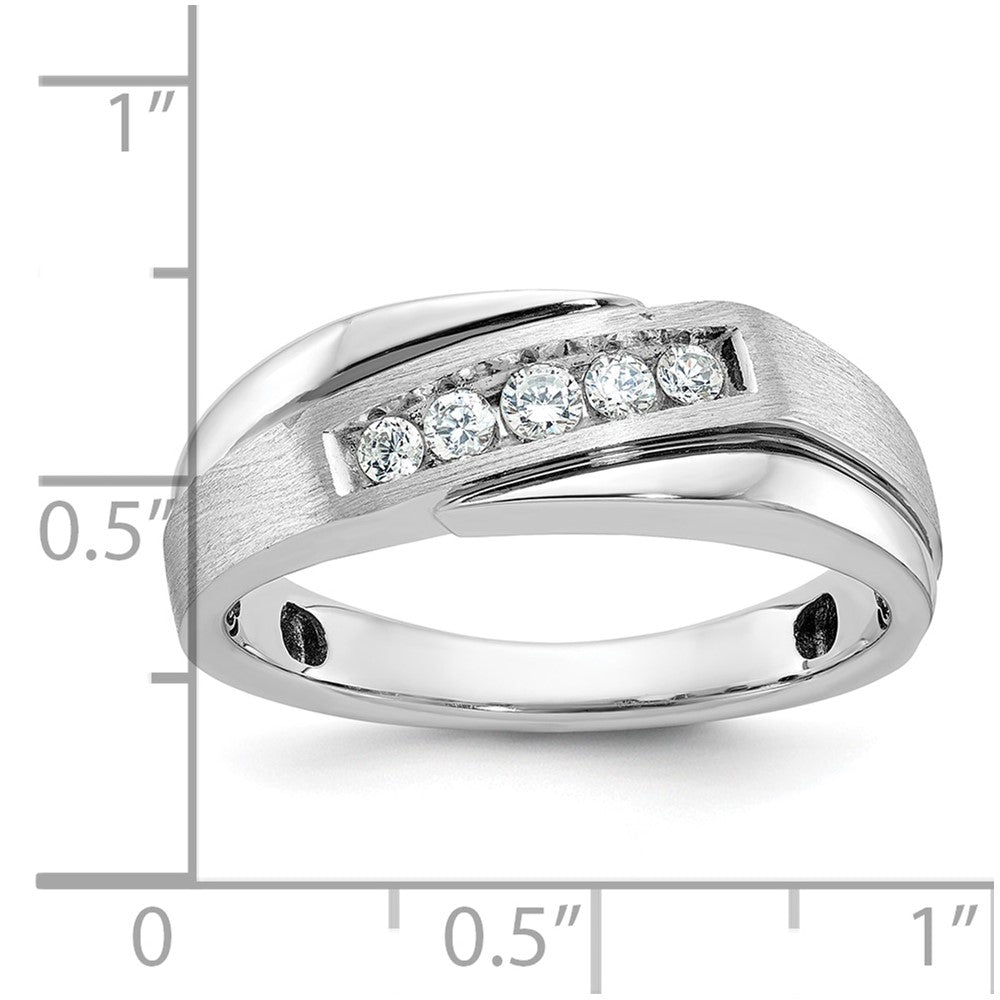 IBGoodman 14k White Gold Polished Satin/Grooved Men's Ring Mounting