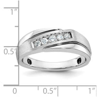 IBGoodman 14k White Gold Polished Satin/Grooved Men's Ring Mounting