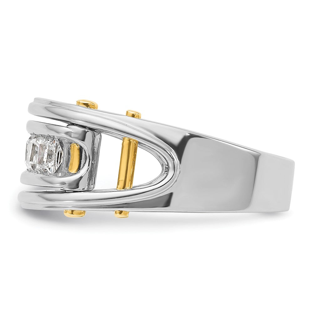14k Two-tone 1 ct Lab Grown Diamond VS/SI+ G+ 5 Stone Complete Men's Ring