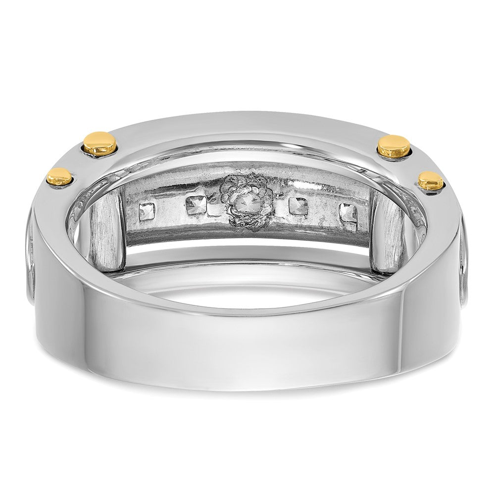 14k Two-tone 1 ct Lab Grown Diamond VS/SI+ G+ 5 Stone Complete Men's Ring
