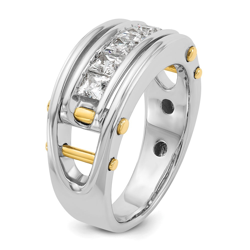 14k Two-tone 1 ct Lab Grown Diamond VS/SI+ G+ 5 Stone Complete Men's Ring