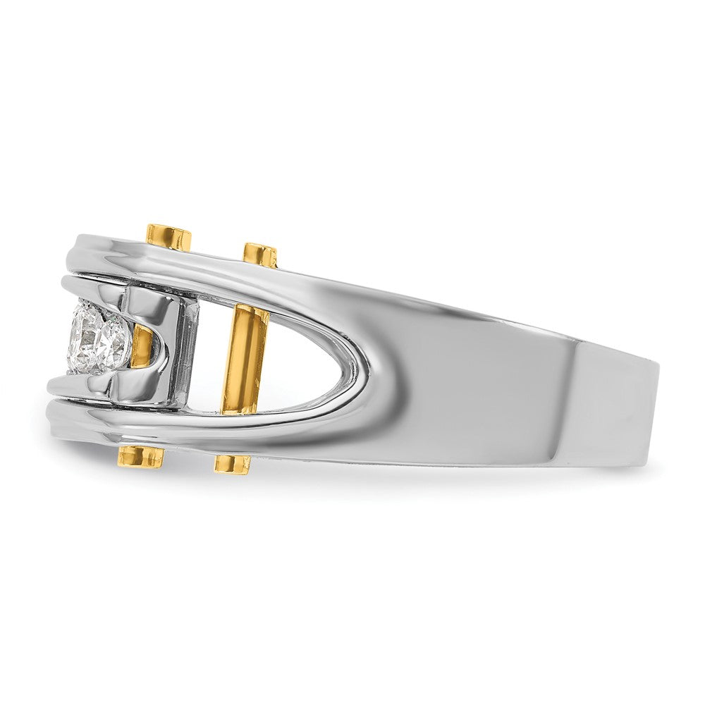 14k Two-tone 1/2 ct Lab Grown Diamond VS/SI+ G+ 5 Stone Comp Men's Ring