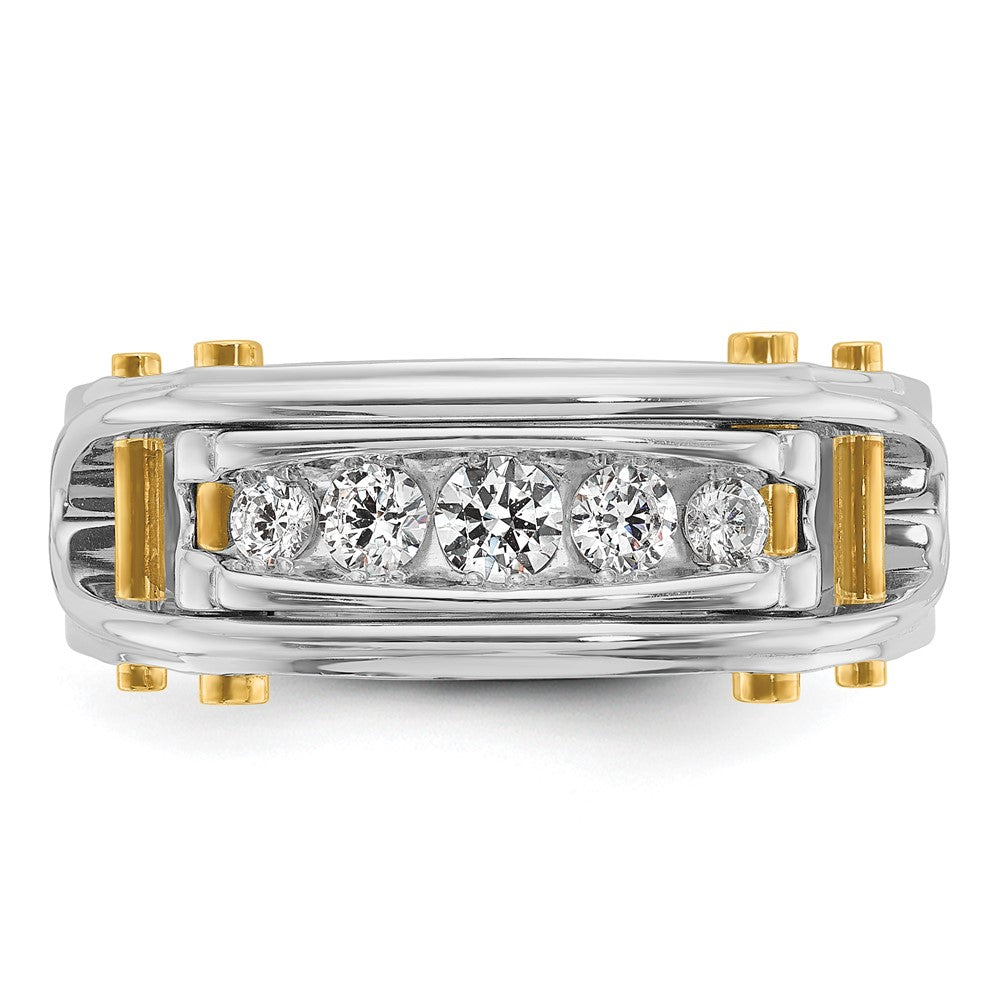 14k Two-tone 1/2 ct Lab Grown Diamond VS/SI+ G+ 5 Stone Comp Men's Ring
