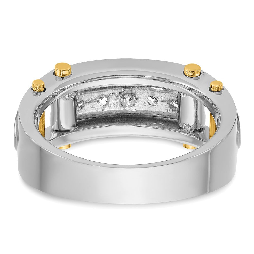 14k Two-tone 1/2 ct Lab Grown Diamond VS/SI+ G+ 5 Stone Comp Men's Ring