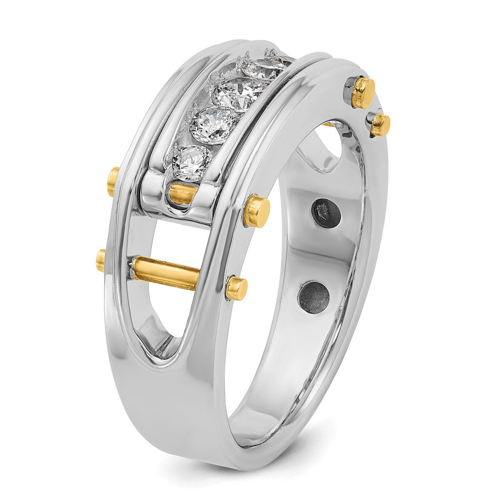 14k Two-tone 1/2 ct Lab Grown Diamond VS/SI+ G+ 5 Stone Comp Men's Ring