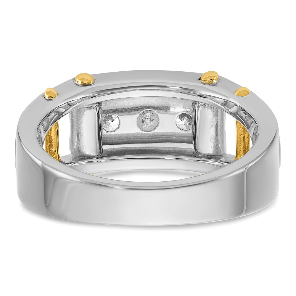 14k Two-tone 1/2 ct Lab Grown Diamond VS/SI+ G+ 3 Stone Comp Men's Ring