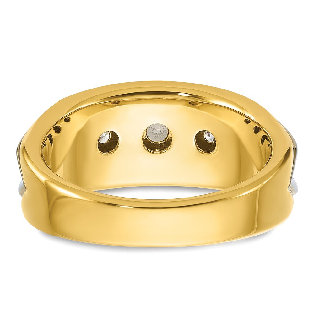 14k Two-tone 3/4 ct Lab Grown Diamond VS/SI+ G+ 3 Stone Comp Men's Ring