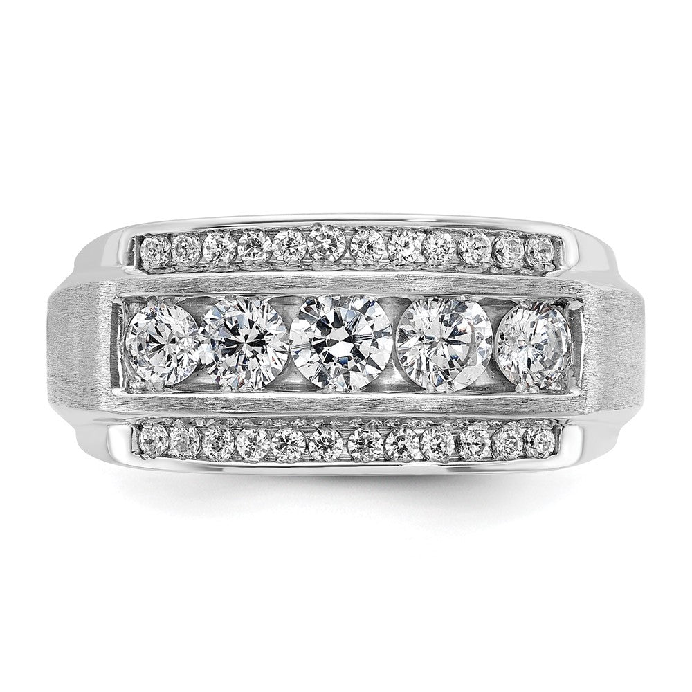 10k White Gold 1 7/8 ct Lab Grown Diamond VS/SI+ G+ 3 Row Men's Ring