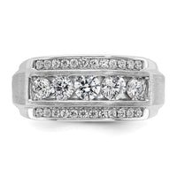 10k White Gold 1 7/8 ct Lab Grown Diamond VS/SI+ G+ 3 Row Men's Ring