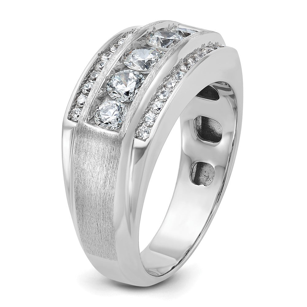 10k White Gold 1 7/8 ct Lab Grown Diamond VS/SI+ G+ 3 Row Men's Ring