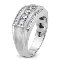 10k White Gold 1 7/8 ct Lab Grown Diamond VS/SI+ G+ 3 Row Men's Ring