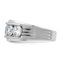14k White Gold 3 1/2 ct Lab Grown Diamond VS+ F+ 5 Stone Comp Men's Ring