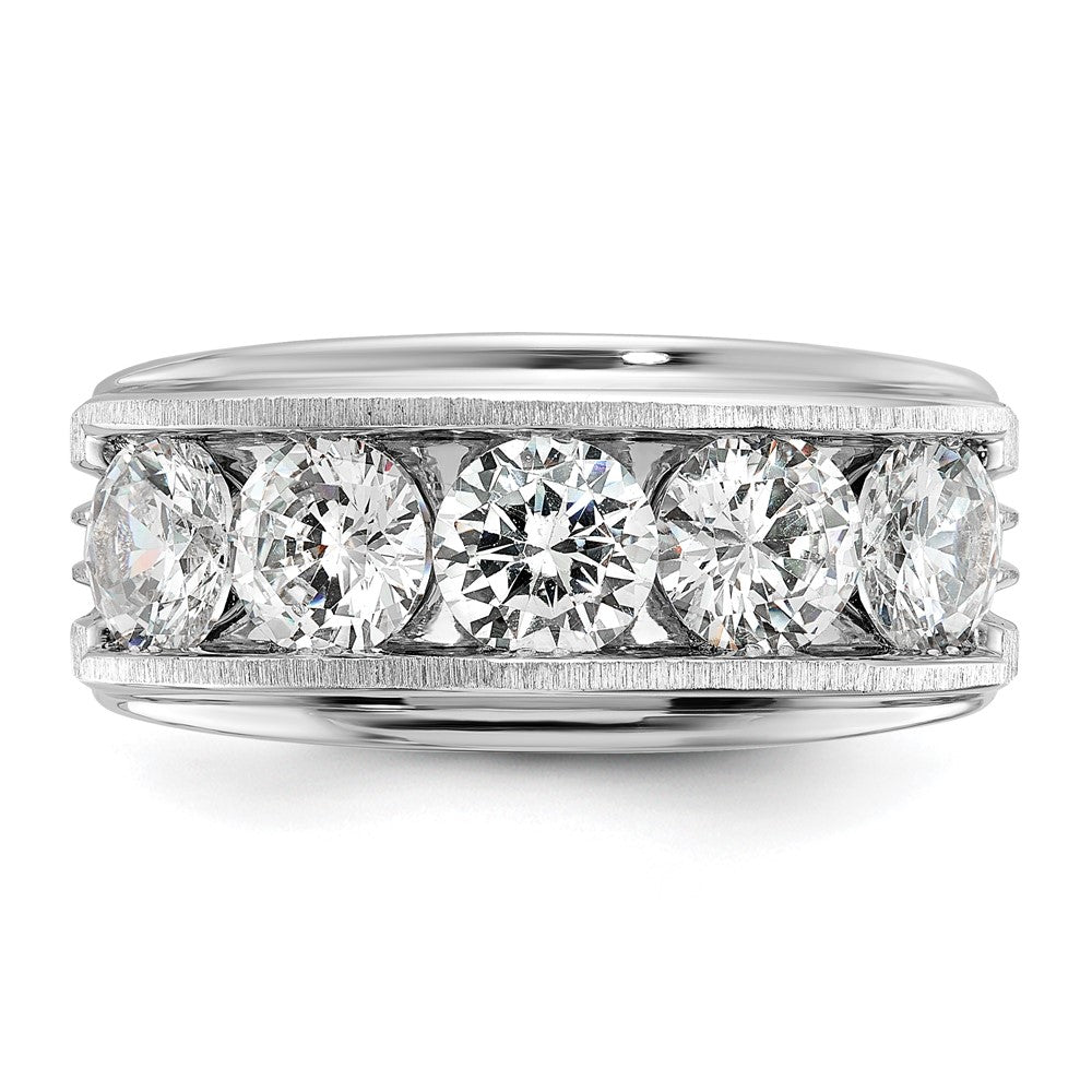 14k White Gold 3 1/2 ct Lab Grown Diamond VS+ F+ 5 Stone Comp Men's Ring