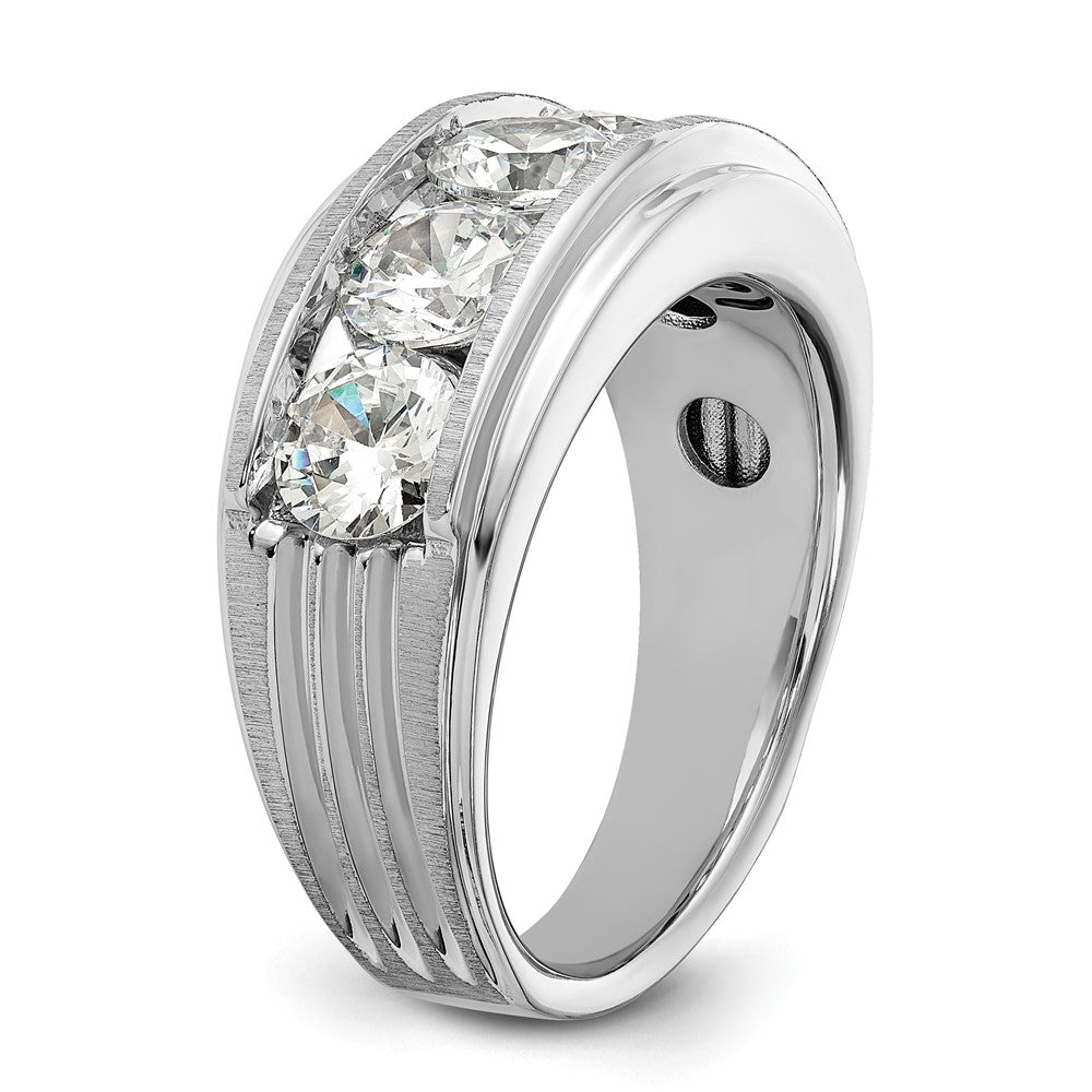 14k White Gold 3 1/2 ct Lab Grown Diamond VS+ F+ 5 Stone Comp Men's Ring