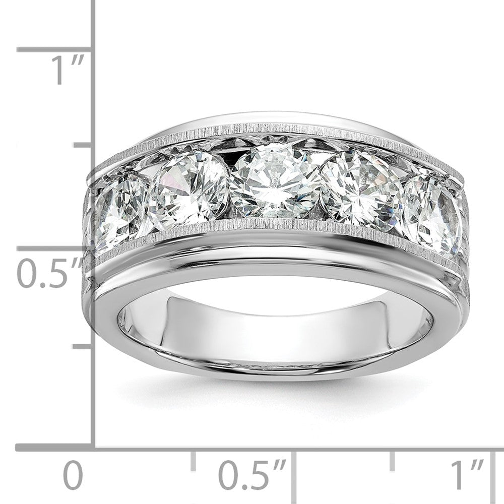 14k White Gold 3 1/2 ct Lab Grown Diamond VS+ F+ 5 Stone Comp Men's Ring