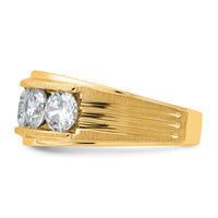 14k 5 Stone Polished Brushed and Grooved Men's Ring Mounting