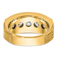 14k 5 Stone Polished Brushed and Grooved Men's Ring Mounting
