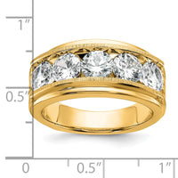 14k 5 Stone Polished Brushed and Grooved Men's Ring Mounting