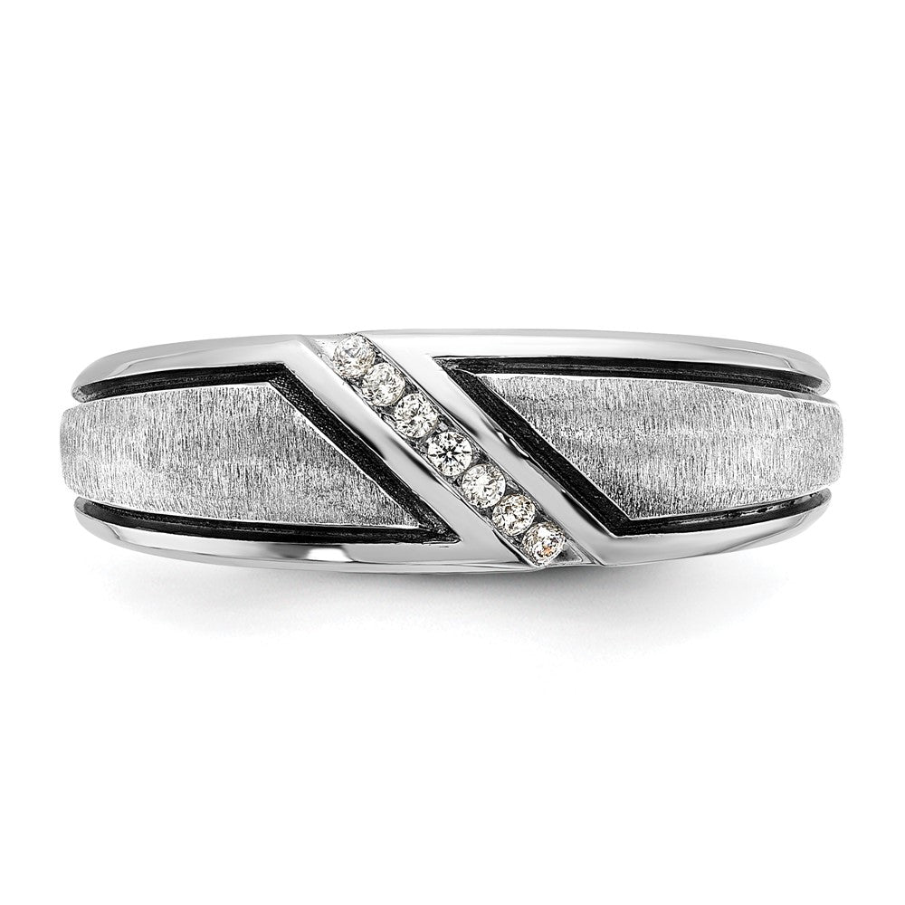 14k White Gold w/ Black RH 1/15ct Lab Grown Diamond VS/SI+ G+ Men's Ring