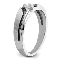 IBGoodman 14k White Gold Polished Satin and Grooved Men's Ring Mounting