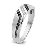 IBGoodman 14k White Gold Polished Satin and Grooved Men's Ring Mounting
