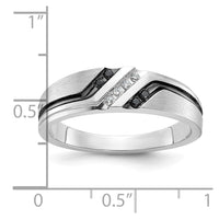 IBGoodman 14k White Gold Polished Satin and Grooved Men's Ring Mounting