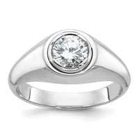 14k White Gold 1 ct Lab Grown Diamond VS/SI+ G+ Round Complete Men's Ring