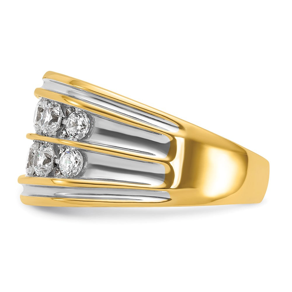 14k with White Rhodium 2 ct Lab Grown Diamond VS/SI+ G+ 2 Row Men's Ring