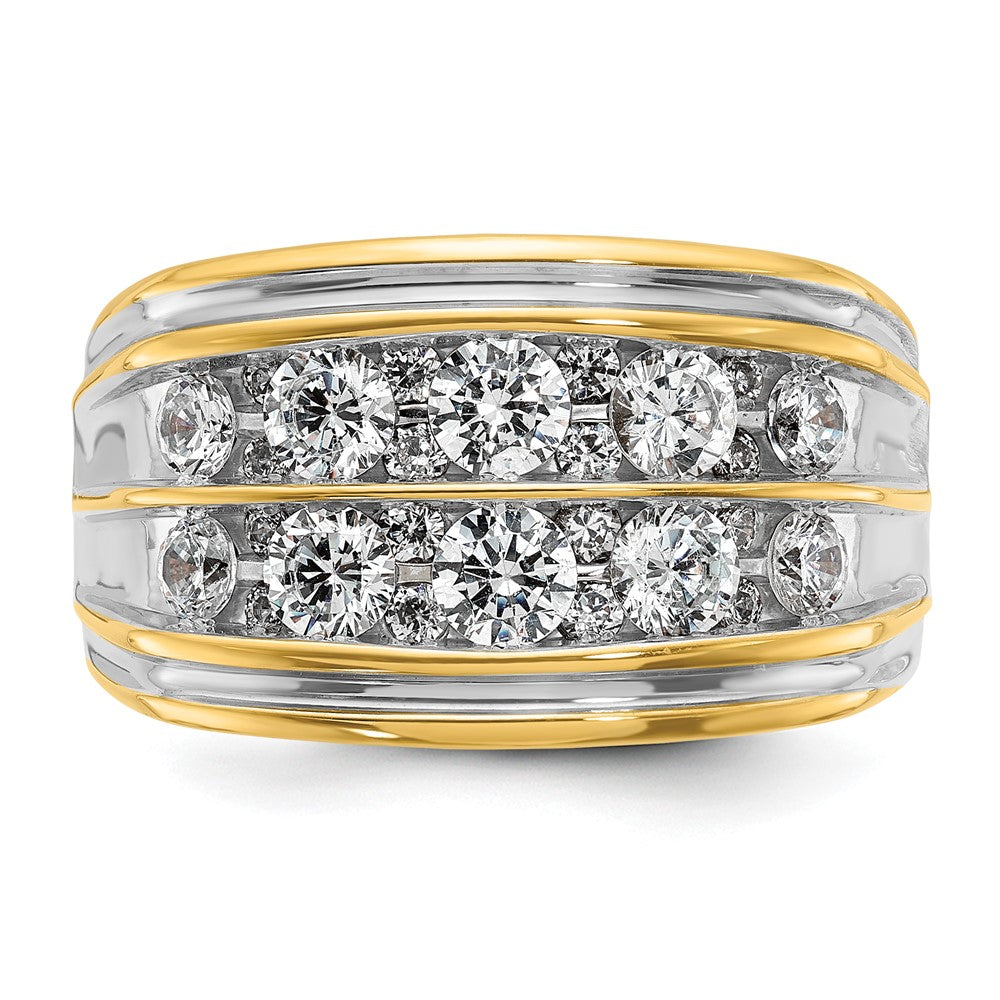 14k with White Rhodium 2 ct Lab Grown Diamond VS/SI+ G+ 2 Row Men's Ring