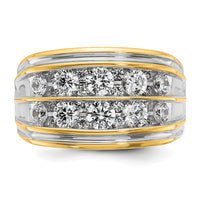 14k with White Rhodium 2 ct Lab Grown Diamond VS/SI+ G+ 2 Row Men's Ring