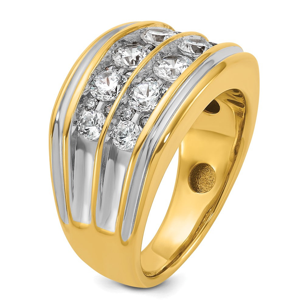 14k with White Rhodium 2 ct Lab Grown Diamond VS/SI+ G+ 2 Row Men's Ring