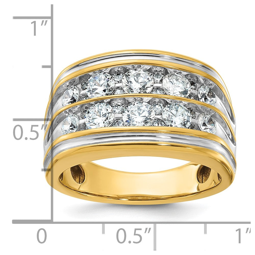 14k with White Rhodium 2 ct Lab Grown Diamond VS/SI+ G+ 2 Row Men's Ring