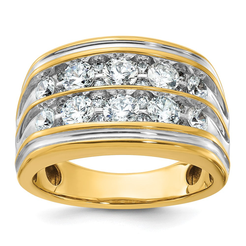 14k with White Rhodium 2 ct Lab Grown Diamond VS/SI+ G+ 2 Row Men's Ring