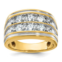14k with White Rhodium 2 ct Lab Grown Diamond VS/SI+ G+ 2 Row Men's Ring