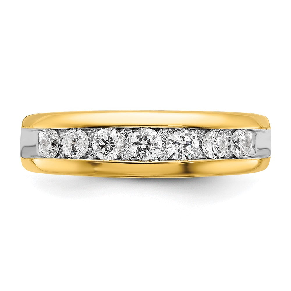 14k w/ White RH 1 1/2 ct Lab Grown Dia VS/SI+ G+ 7 Stone Comp Men's Ring