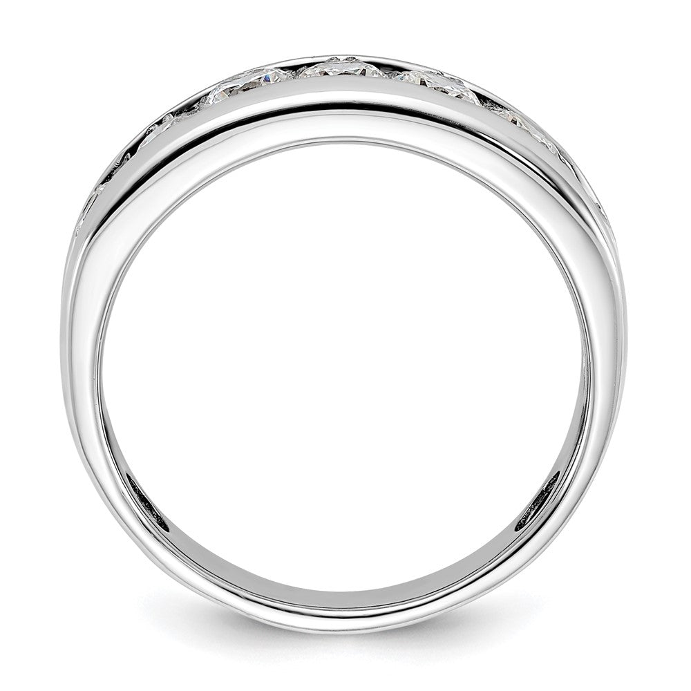 14k White Gold 1 ct Lab Grown Dia VS/SI+ G+ 7 Stone Comp Men's Ring