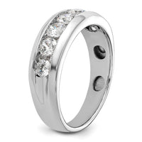 14k White Gold 1 ct Lab Grown Dia VS/SI+ G+ 7 Stone Comp Men's Ring
