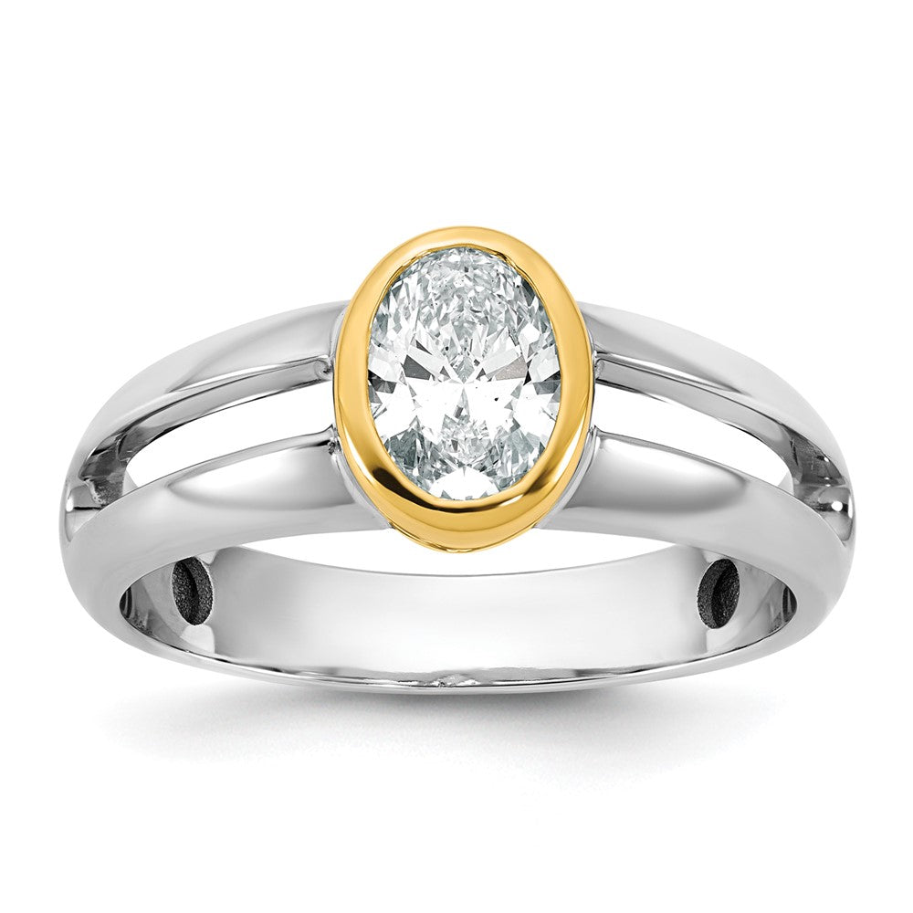 14k Two-Tone 1ct Lab Grown Diamond VS/SI+ G+ Comp Men's Wedding Band