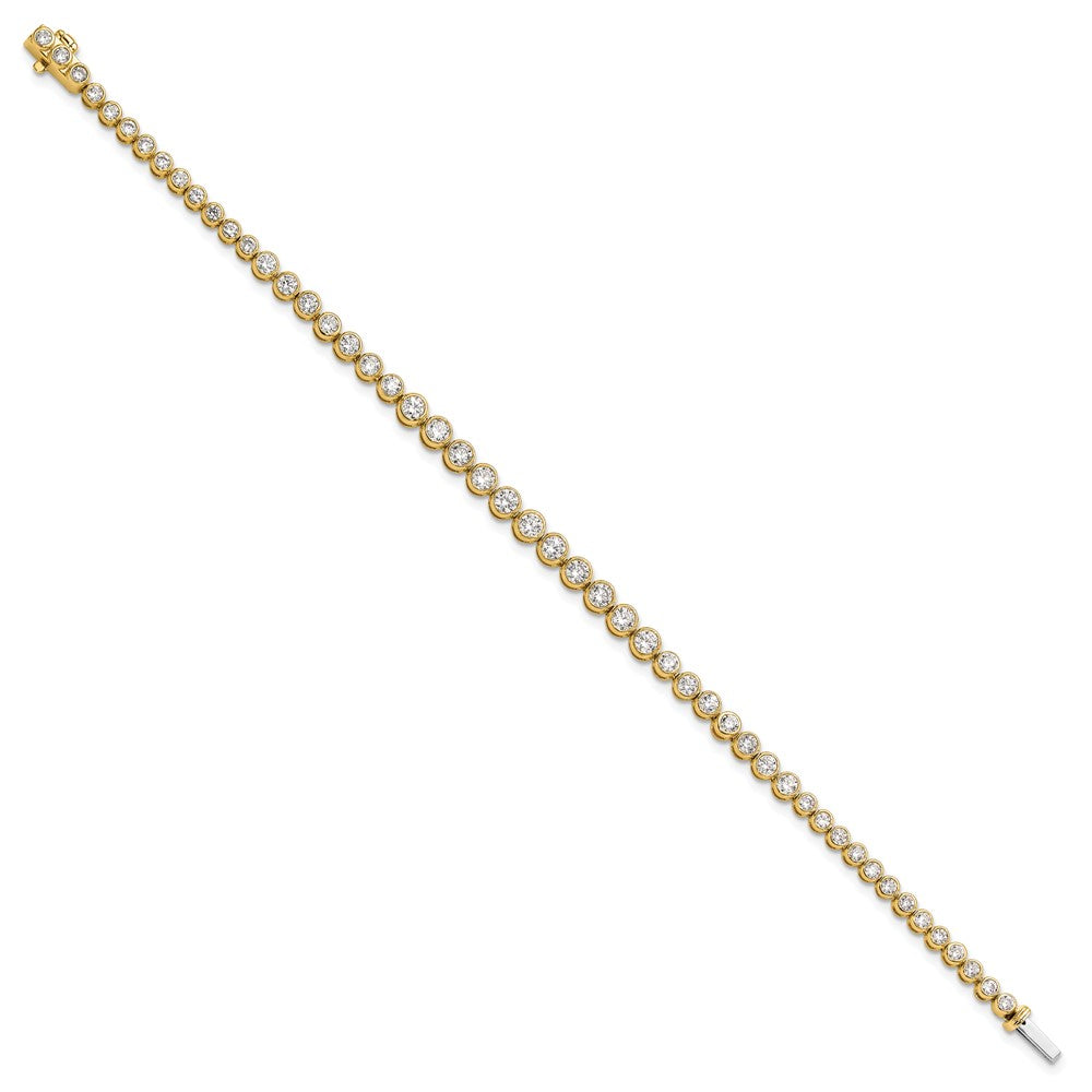 14k 3ct Lab Grown Dia VS/SI+ G+ Comp Round Bezel Set 7in Tennis Bracelet