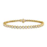 14k 3ct Lab Grown Dia VS/SI+ G+ Comp Round Bezel Set 7in Tennis Bracelet