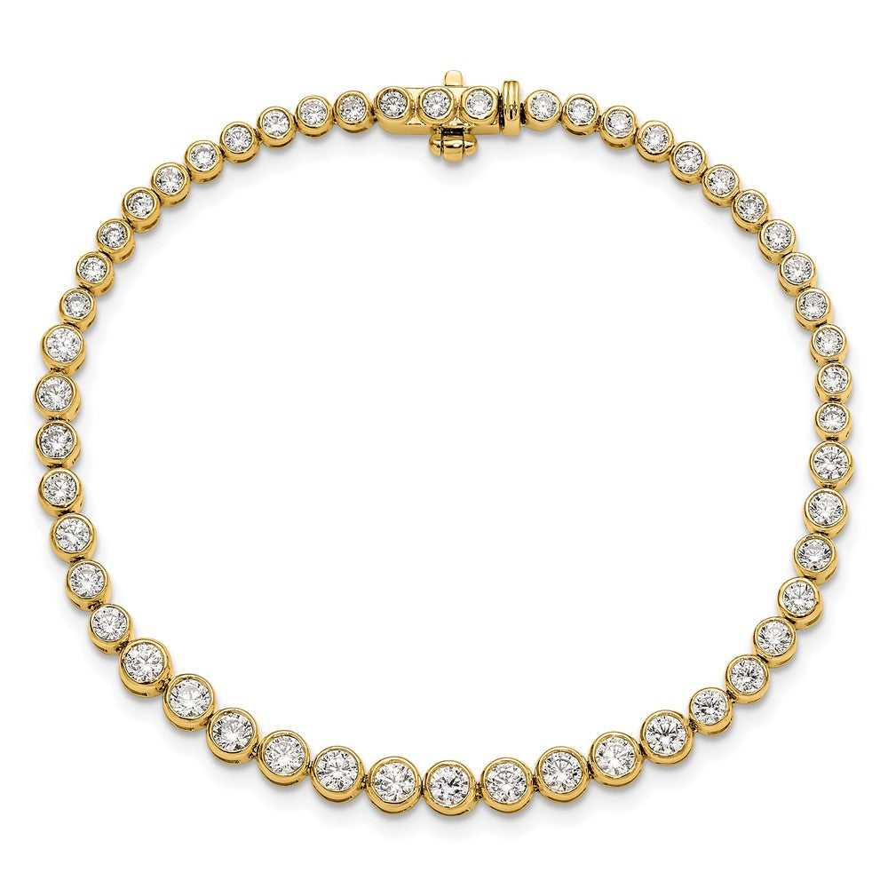 14k 3ct Lab Grown Dia VS/SI+ G+ Comp Round Bezel Set 7in Tennis Bracelet