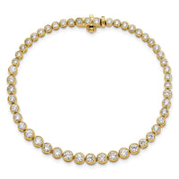14k 3ct Lab Grown Dia VS/SI+ G+ Comp Round Bezel Set 7in Tennis Bracelet