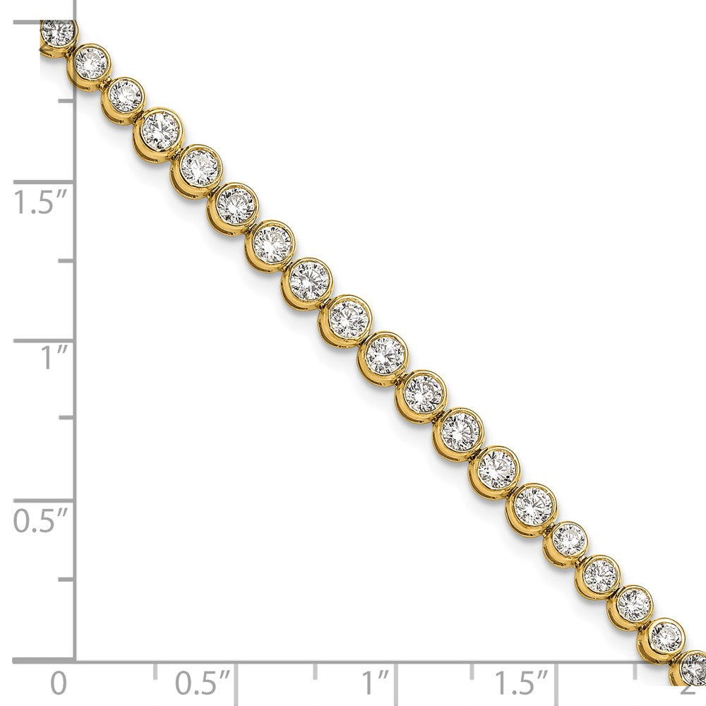 14k 3ct Lab Grown Dia VS/SI+ G+ Comp Round Bezel Set 7in Tennis Bracelet