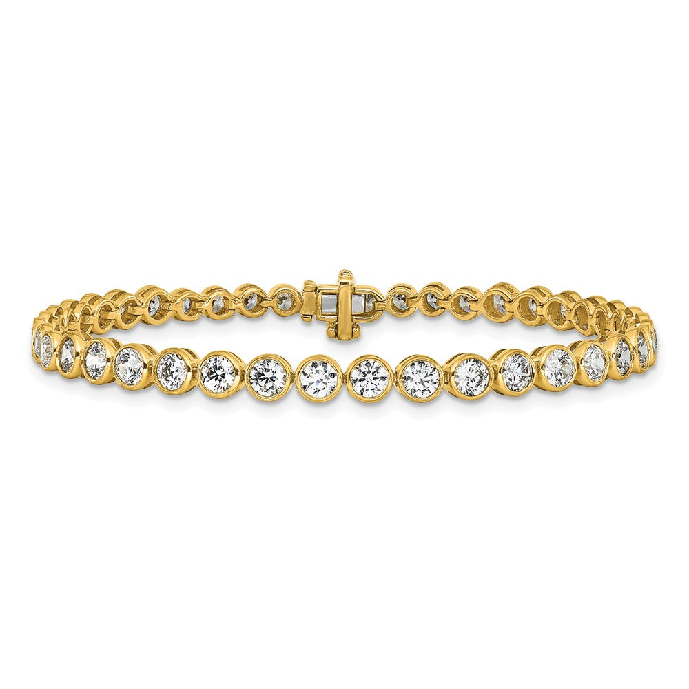 14k 5ct Lab Grown Dia VS/SI+ G+ Comp Round Bezel Set 7in Tennis Bracelet