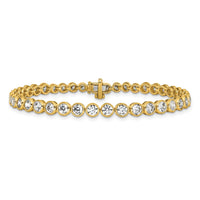 14k 5ct Lab Grown Dia VS/SI+ G+ Comp Round Bezel Set 7in Tennis Bracelet